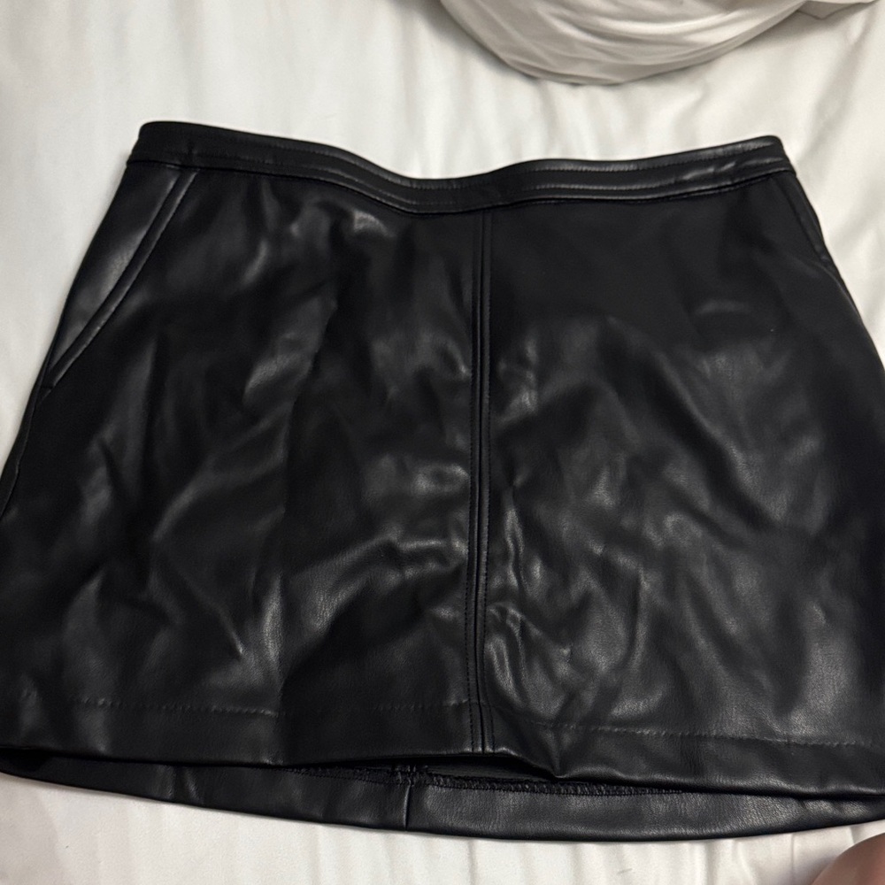 H&M Black Leather Mini Skirt